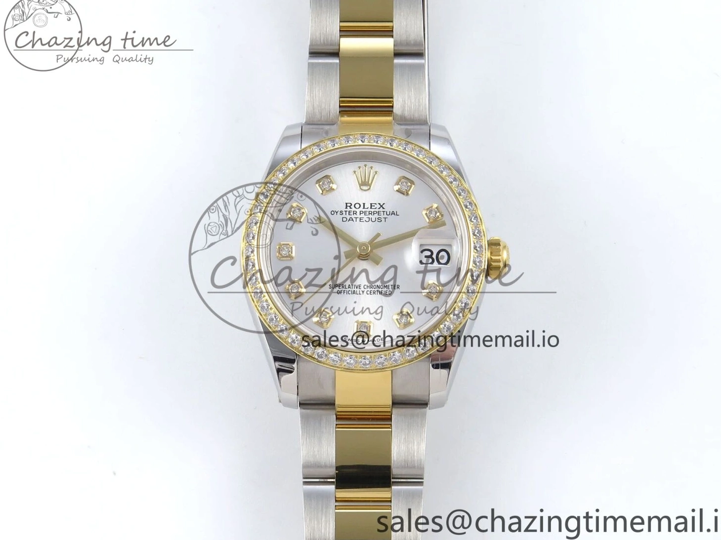 Rolex copies cheap SS 402 ETA YG Bracelet Steel 904L 1:1 ARF Silver OdorResistant 278383RBR Best DateJust Bezel Dial Diamonds 31 on Oyster Edition Diamonds 1103